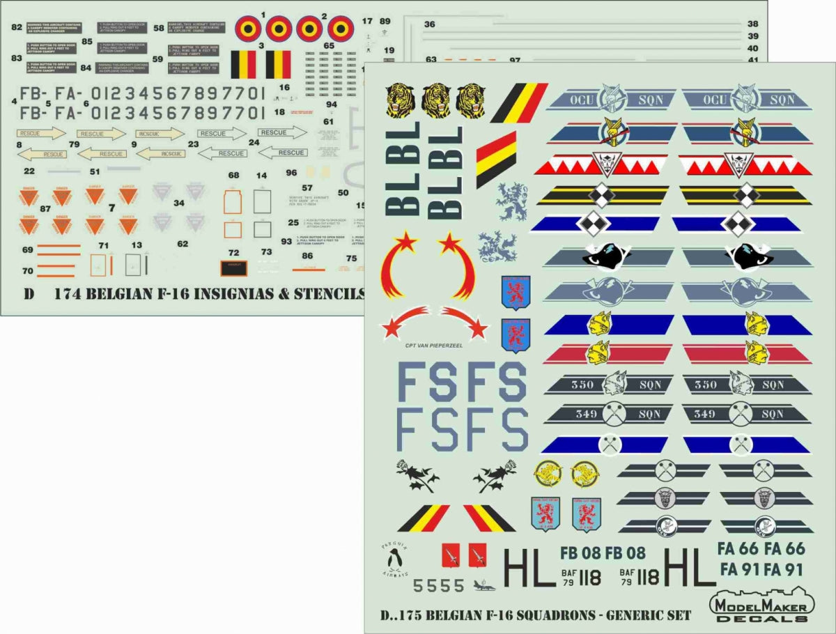 ModelMaker Decals D48175 Belgian F-16 Squadrons GENERIC SET 1/48 – zdjęcie 2