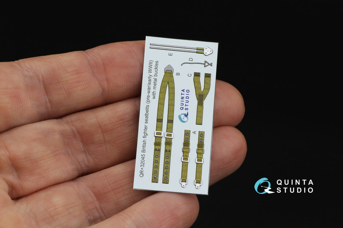 Quinta Studio QR+32045 British Fighter Seatbelts, pre-war/early WWII (with metal buckles) (All kits) 1/32 – immagine 9