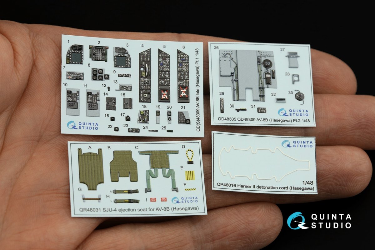 Quinta Studio QD48309 AV-8B Late 3D-Printed &amp;amp; coloured Interior on decal paper (Hasegawa) 1/48 – immagine 2