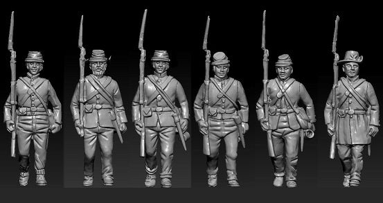 Hat 9338 Confederate Infantry in "Butternut Uniforms" Marching Set 1 - 18 figures (American Civil War 1861-1865) 1/32
