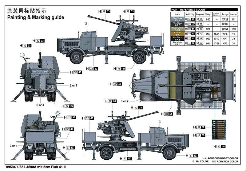 Trumpeter 09594 L4500A mit 5cm Flak 41 II 1/35 – imagen 4