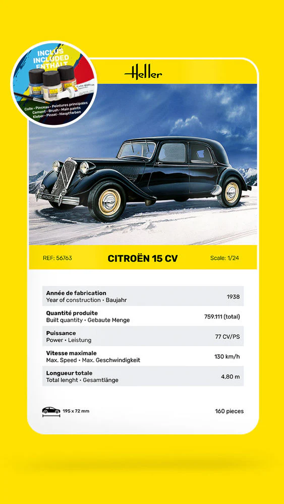 Heller 56763 STARTER KIT Citroën 15 CV 1/24