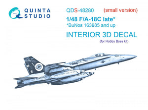 Quinta Studio QDS-48280 F/A-18C late 3D-Printed &amp;amp; coloured Interior on decal paper (HobbyBoss)(Small version) 1/48