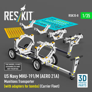 RESKIT RSK35-0008 US NAVY MHU-191/M (AERO 21A) Munitions Transporter (with adapters for bombs) (Carrier Fleet) (3D Printed model kit) 1/35 – imagen 2