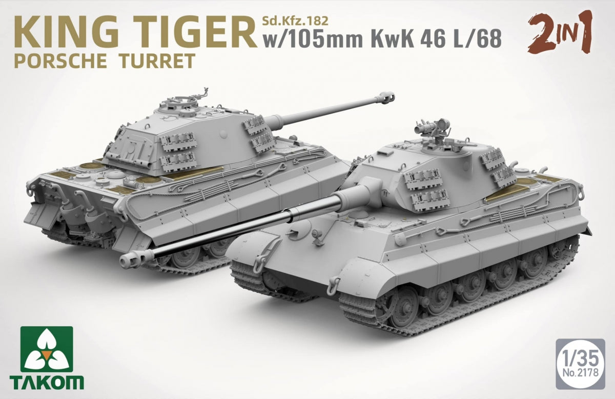 Takom 2178 Sd.Kfz.182 King Tiger Porsche Turret With 105mm KwK 46L/68 - 2 In 1 1/35 – immagine 5