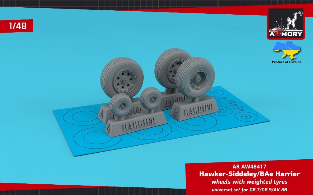 Armory Models AW48417 HS Harrier GR.7/GR.9/AV-8B wheels w/ weighted tires 1/48