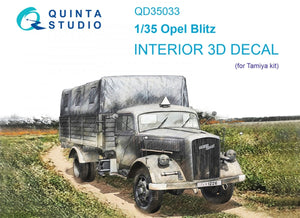 Quinta Studio QD35033 Opel Blitz 3D-Printed &amp;amp; coloured Interior on decal paper (Tamiya) 1/35