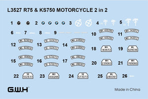Great Wall Hobby L3527 Motos allemandes de la Seconde Guerre mondiale R75 et KS750 2 en 2 1/35 – image 4