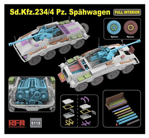Rye Field Model 5118 Sd.Kfz. 234/4 Pz. Spähwagen with Full Interior 1/35 – image 4