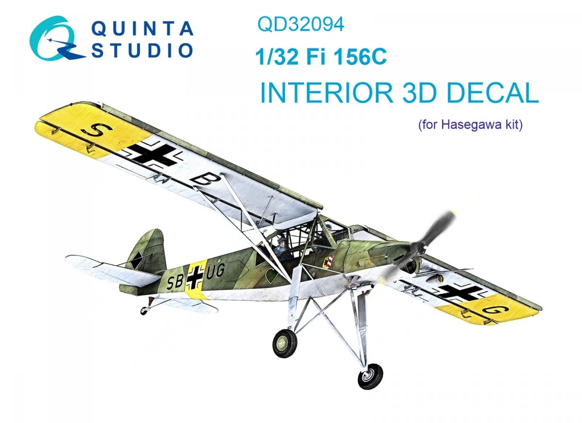 Quinta Studio QD32094 Fi 156C 3D-Printed &amp;amp; coloured Interior on decal paper (Hasegawa) 1/32