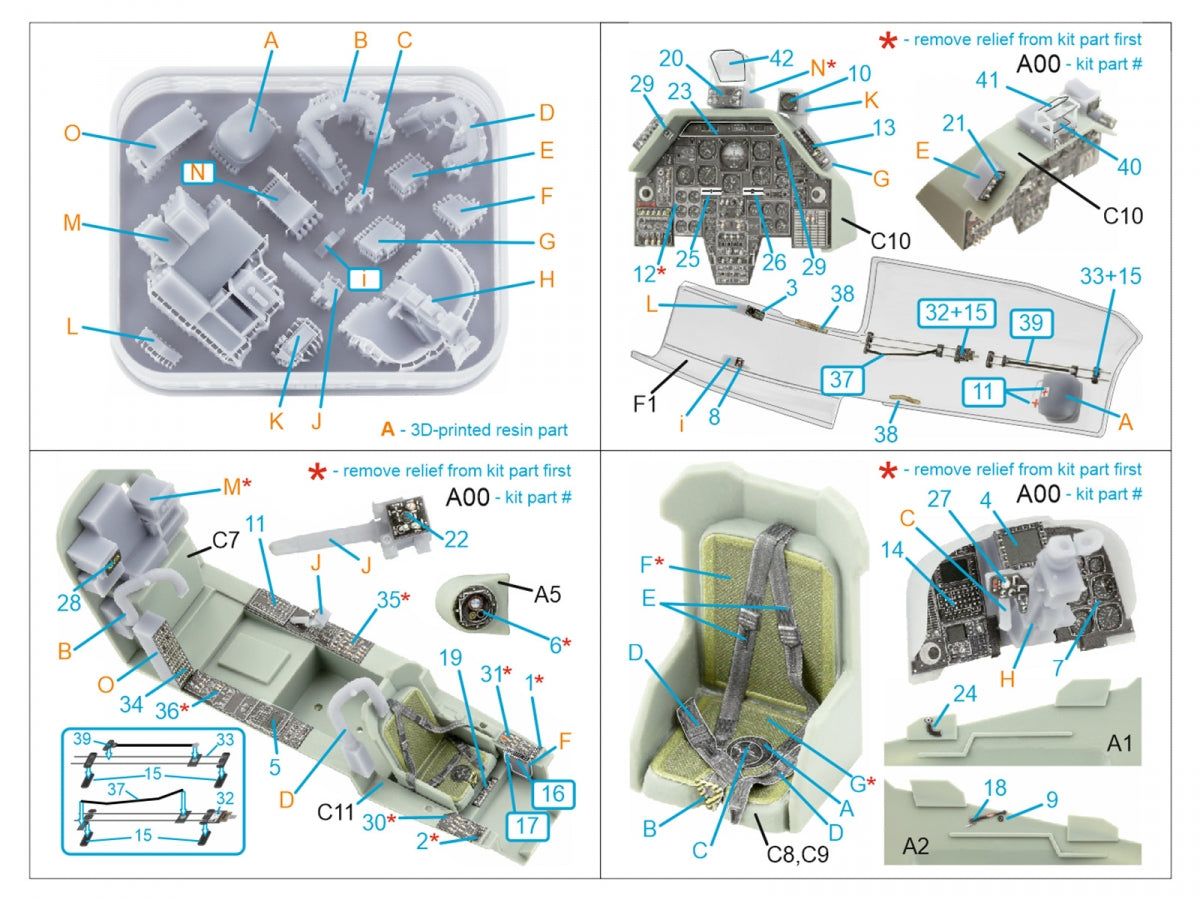 Quinta Studio QD+35121 AH-1W 3D-Printed coloured Interior on decal paper (Academy) (with 3D-printed resin parts) 1/35 – immagine 2