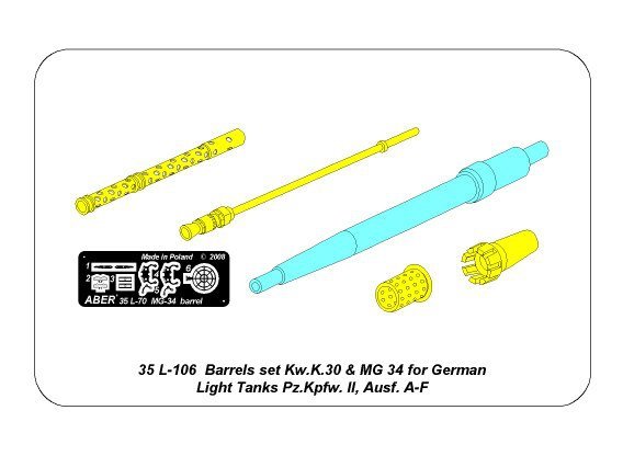 Aber 35L-106N Ensemble de barils KwK.30 et MG 34 pour Pz.Kpfw. II, Ausf. AF (1/35) – image 8