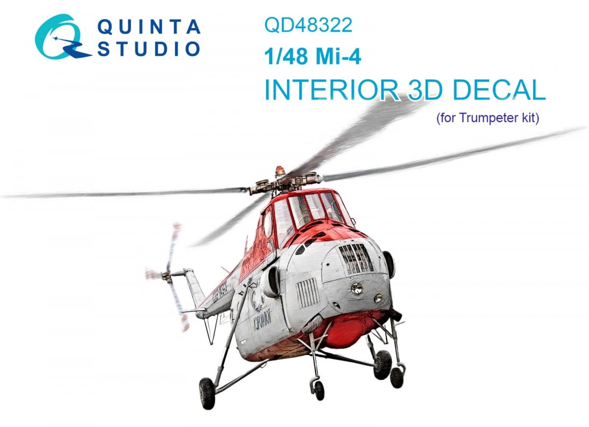Quinta Studio QD48322 Mi-4 3D-Printed &amp;amp; coloured Interior on decal paper (Trumpeter) 1/48