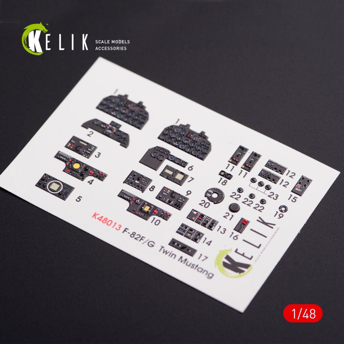 KELIK K48013 F-82 (F,G) &amp;quot;TWIN MUSTANG&amp;quot; INTERIOR 3D DECALS FOR MODELSVIT KIT 1/48 – immagine 2