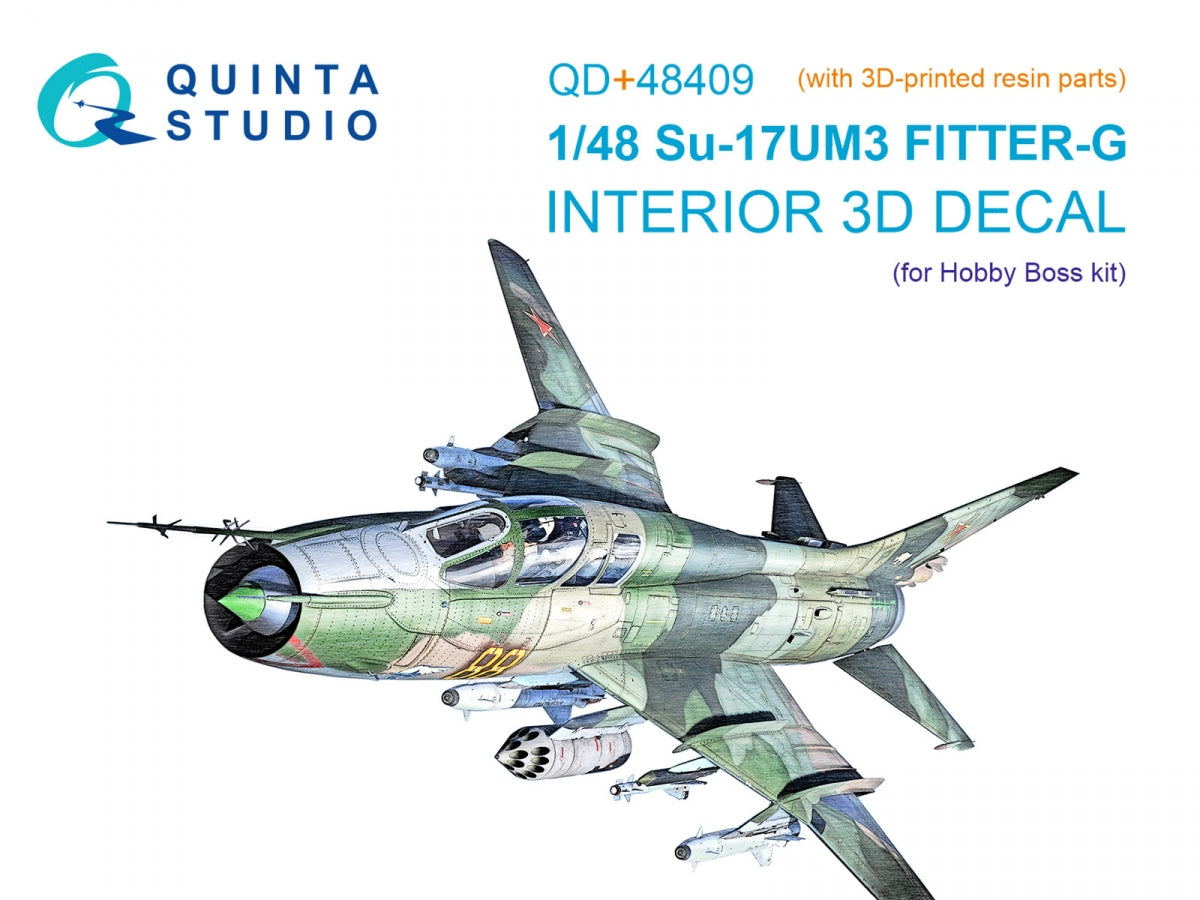 Quinta Studio QD+48409 Su-17UM3 3D-Printed & coloured Interior on decal paper (Hobby Boss) (with 3D-printed resin parts) 1/48
