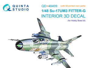 Quinta Studio QD+48409 Su-17UM3 3D-Printed &amp;amp; colored Interior on decal paper (Hobby Boss) (with 3D-printed resin parts) 1/48