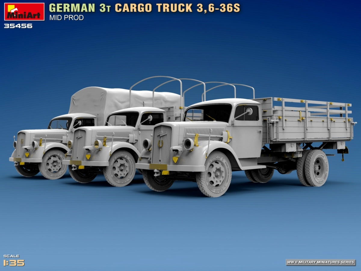 Miniart 35456 GERMAN 3T CARGO TRUCK 3,6-36S MID PROD 1/35 – immagine 7