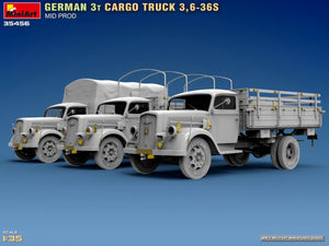 Miniart 35456 GERMAN 3T CARGO TRUCK 3,6-36S MID PROD 1/35 – immagine 7