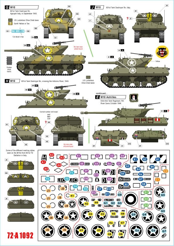 Star Decals 72-A1092 Allied Tank Destroyers in Italy. M10 TD and M10 Achilles. France, South Africa, New Zealand, US, Britain, Poland. 1/72 – Bild 3