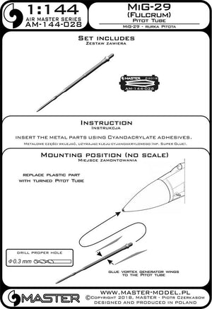 Master AM-144-028 MiG-29 (Fulcrum) - Tube Pitot 1/144 – image 3