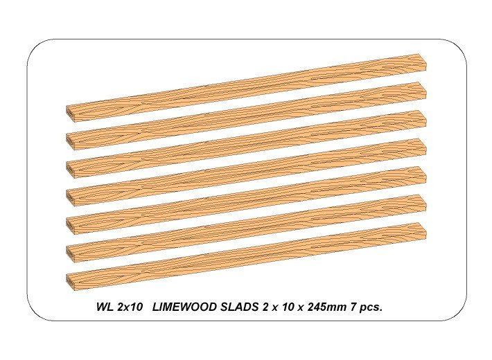 Lattes de bois de tilleul Aber WL 2x10, 2 x 10 x 245 mm x 7 pièces – image 4