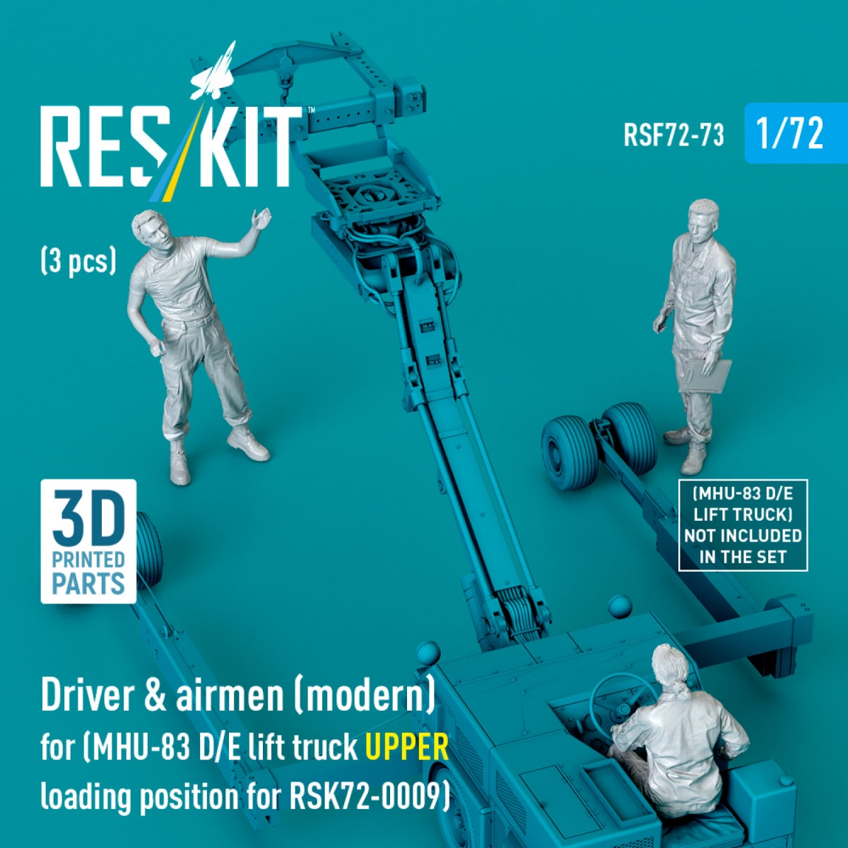 RESKIT RSF72-0073 Driver &amp;amp; airmen (modern) (3 pcs) (MHU-83 D/E lift truck UPPER loading position for RSK72-0009) (3D Printed) 1/72 – Bild 2