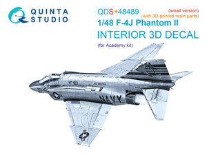 Quinta Studio QDS+48489 F-4J Phantom II 3D-Printed &amp;amp; coloured Interior on decal paper (Academy) (Small version) (with 3D-printed resin parts) 1/48