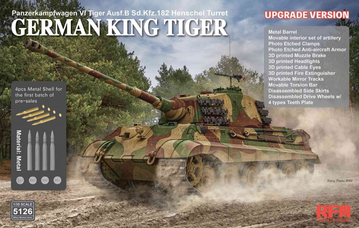 Rye Field modèle 5126 German King Tiger Ausf.B Sd.Kfz.182 Tourelle Henschel – Version améliorée 1/35