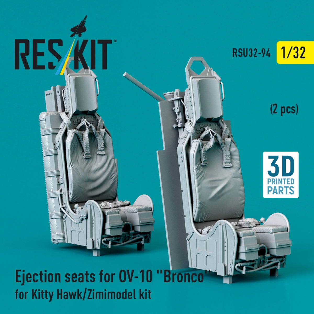 RESKIT RSU32-0094 Ejection seats for OV-10 &amp;quot;Bronco&amp;quot; (2 pcs) for Kitty Hawk/Zimimodel kit (3D Printed) 1/32 – Bild 2