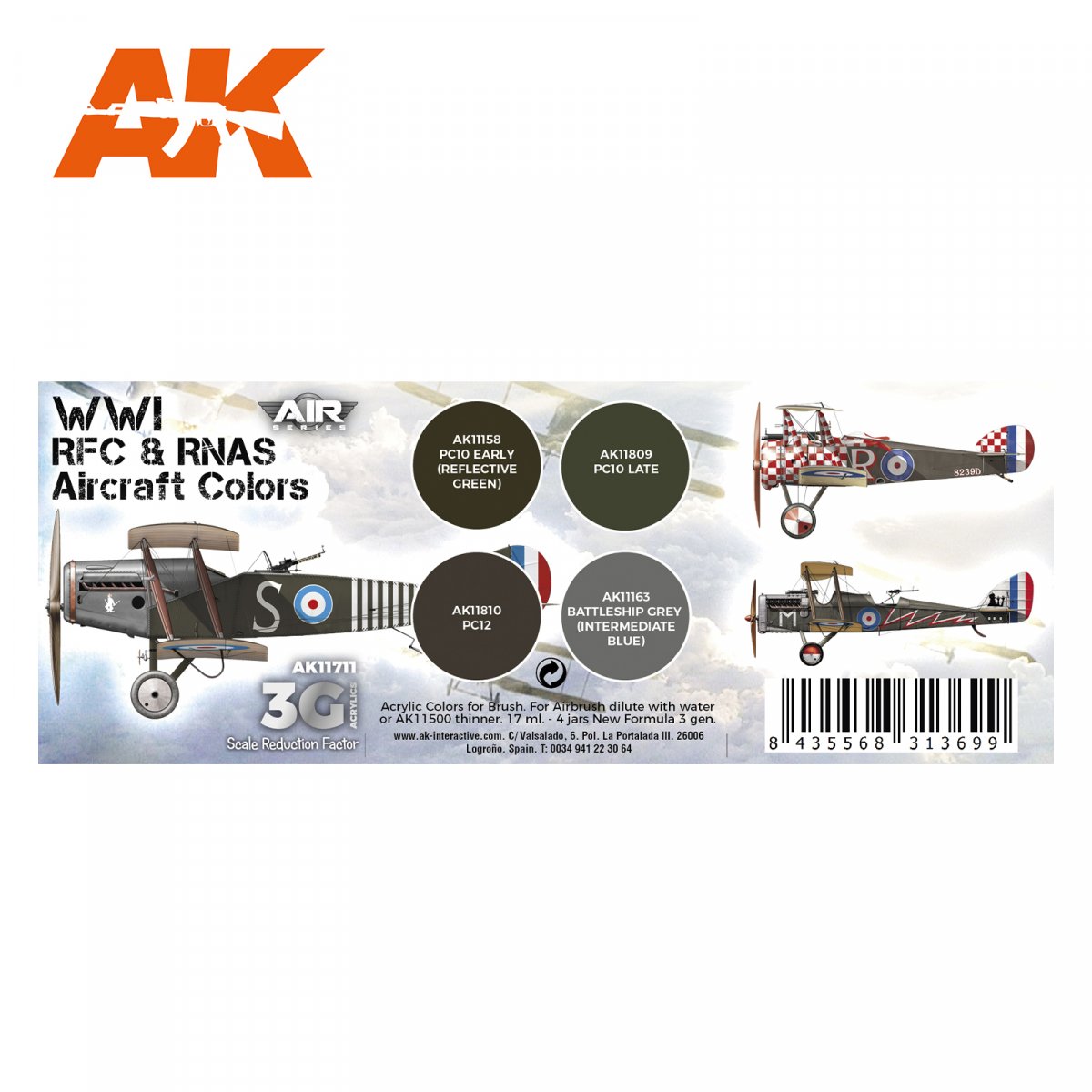 AK Interactive AK11711 WWI RFC &amp;amp; RNAS. BRITISH AIRCRAFT COLORS 4x17 ml – immagine 2