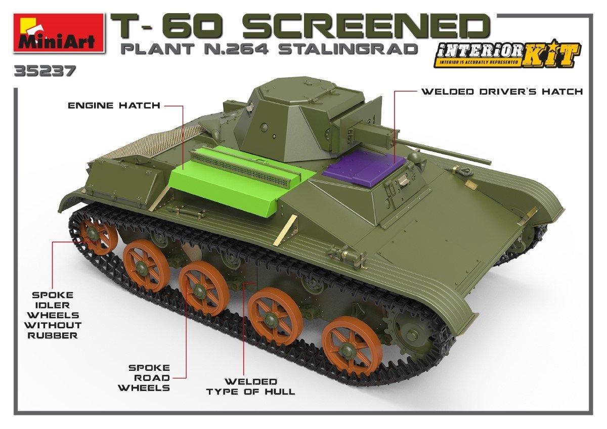 MiniArt 35237 T-60 SCREENED (PLANT NO.264 STALINGRAD) INTERIOR KIT 1/35 – immagine 4