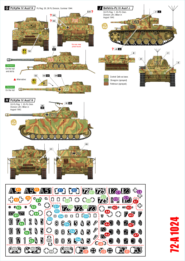 Star Decals 72-A1024 Chars allemands en Italie n° 4. PzKpfw III et IV. Échelle 1/72 – image 2