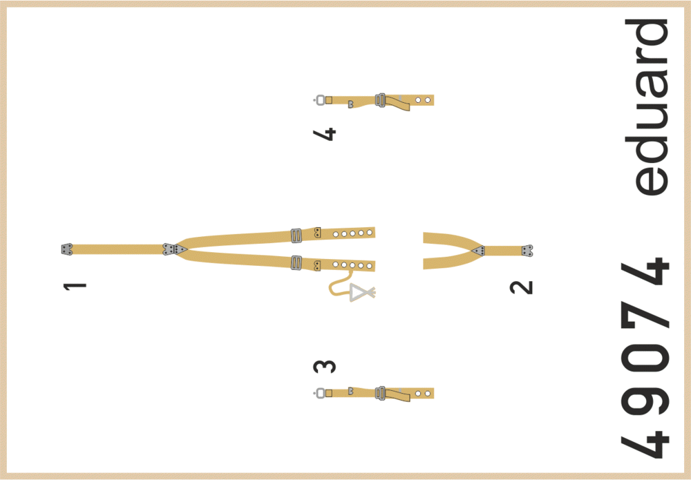 Eduard 49074 Spitfire Mk. VIII seatbelts SUPERFABRIC 1/48 EDUARD, HASEGAWA