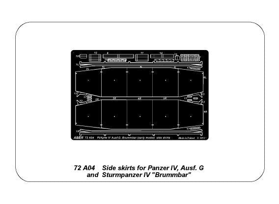 Aber 72A04 Osłony boczne do PzKpfw IV, Ausf.G ,wczesny Brummbar / Side skirts for PzKpfw IV, Ausf.G, early Brummbar 1/72 – immagine 3