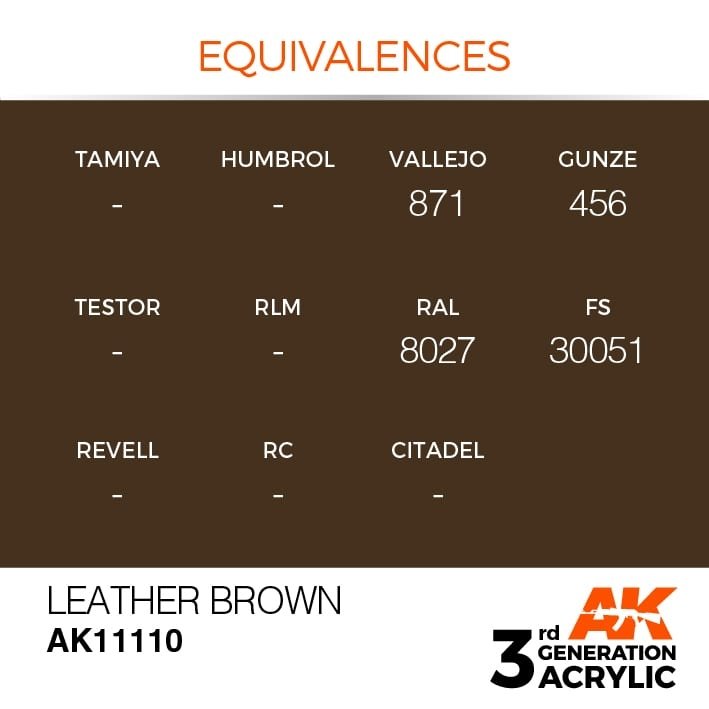 AK Interactive AK11110 LEATHER BROWN – STANDARD 17ml – zdjęcie 3