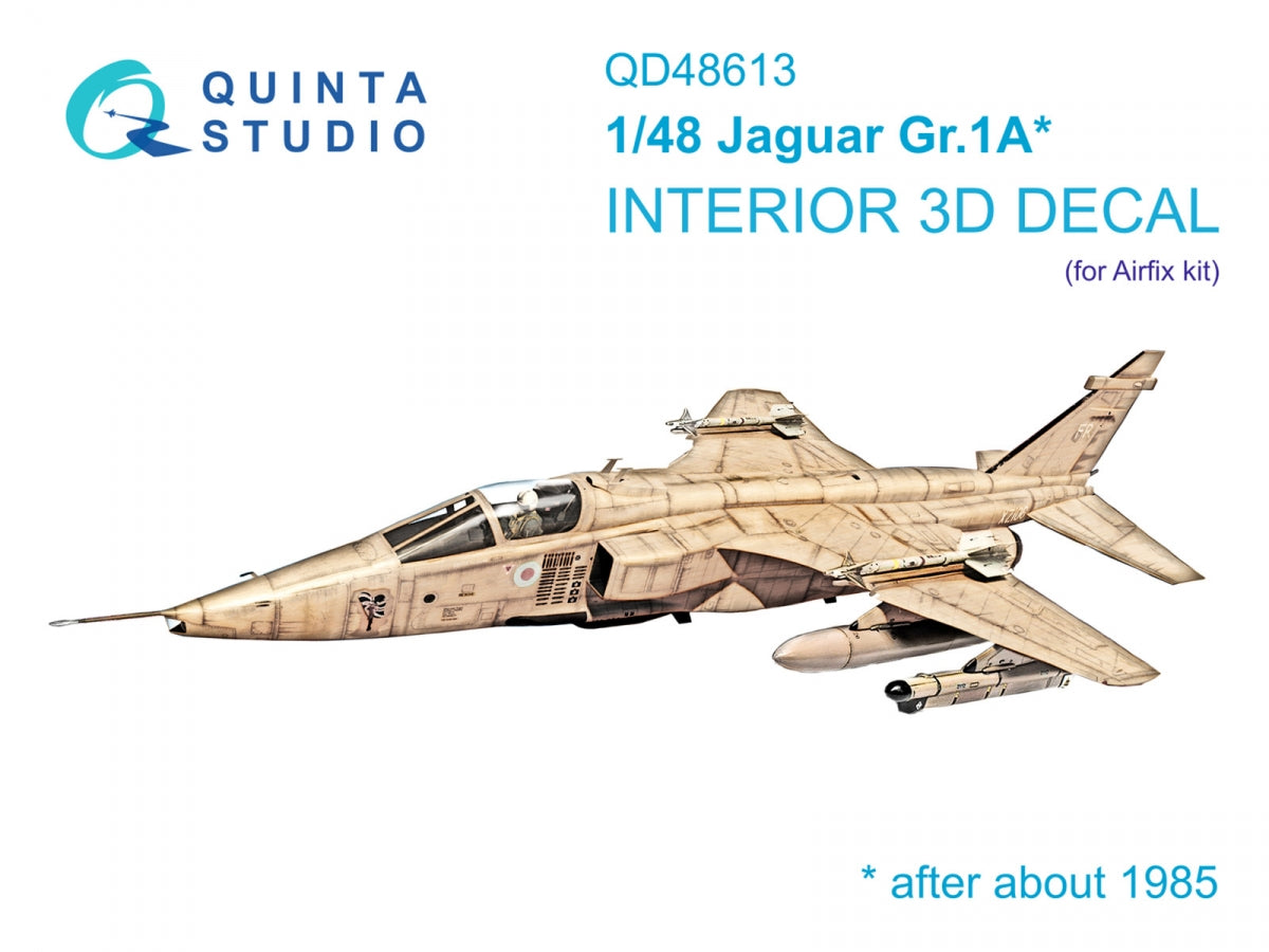 Intérieur imprimé en 3D et coloré sur papier décalcomanie Quinta Studio QD48613 Jaguar Gr.1A (Airfix) 1/48