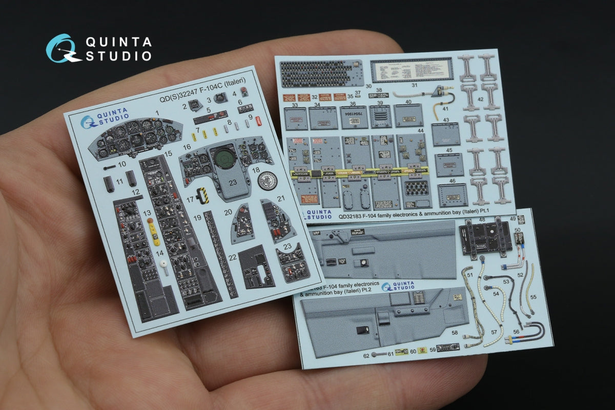 Quinta Studio QD32247 F-104C 3D-Printed &amp;amp; coloured Interior on decal paper (Italeri) 1/32 – immagine 2