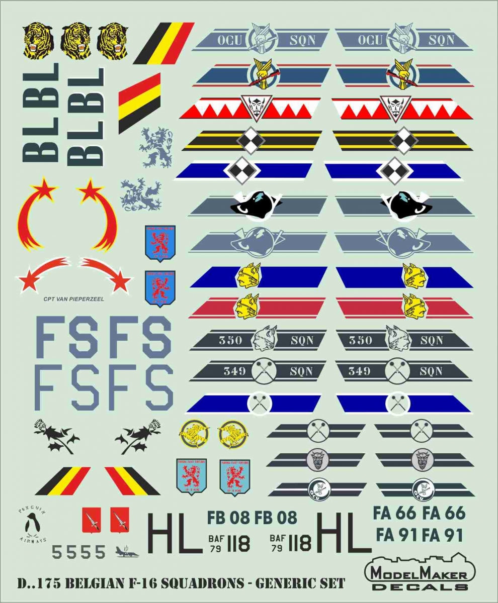 ModelMaker Decals D48175 Belgian F-16 Squadrons GENERIC SET 1/48 – zdjęcie 4