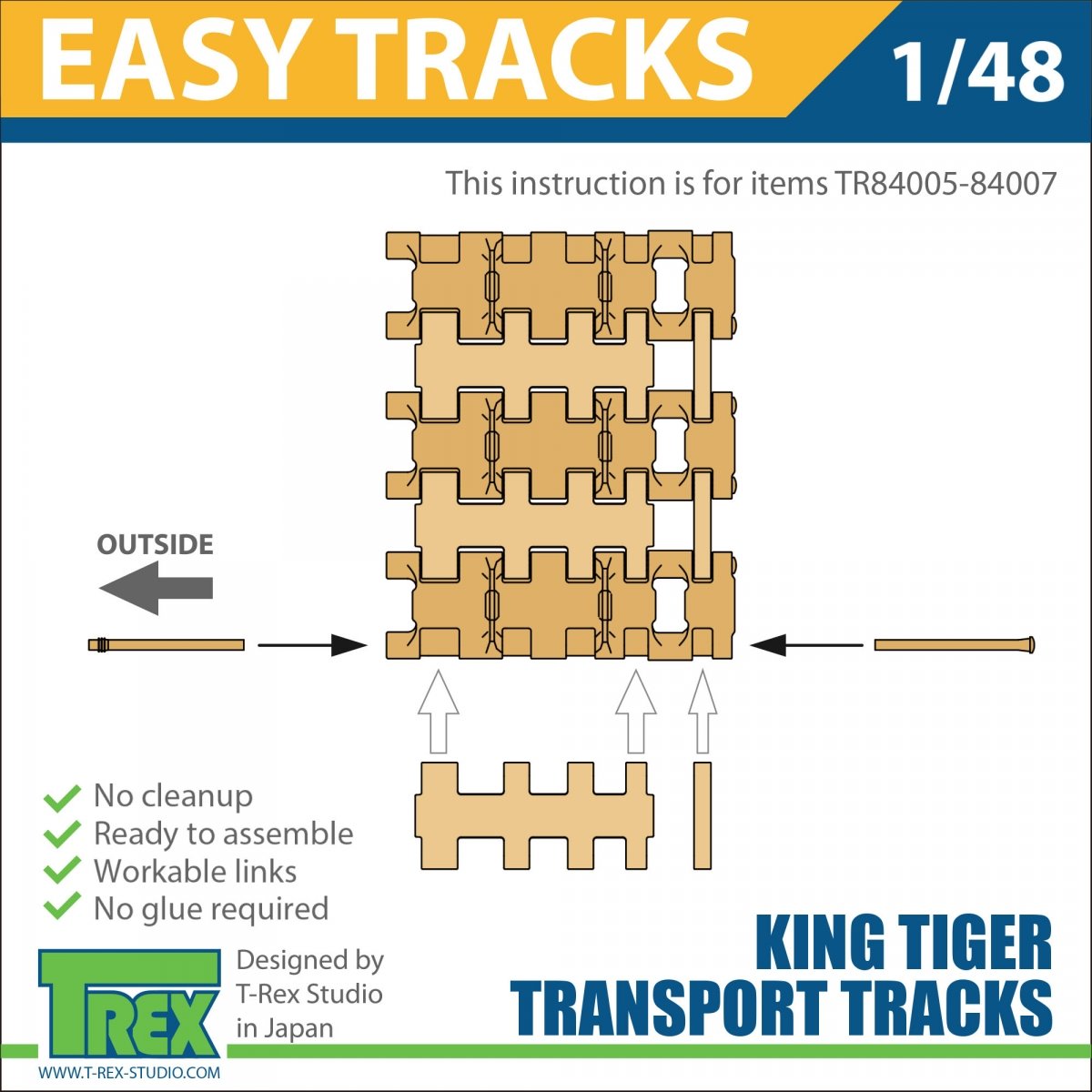 T-Rex Studio TR84005 King Tiger Transport Tracks Pattern 1 1/48 – immagine 5