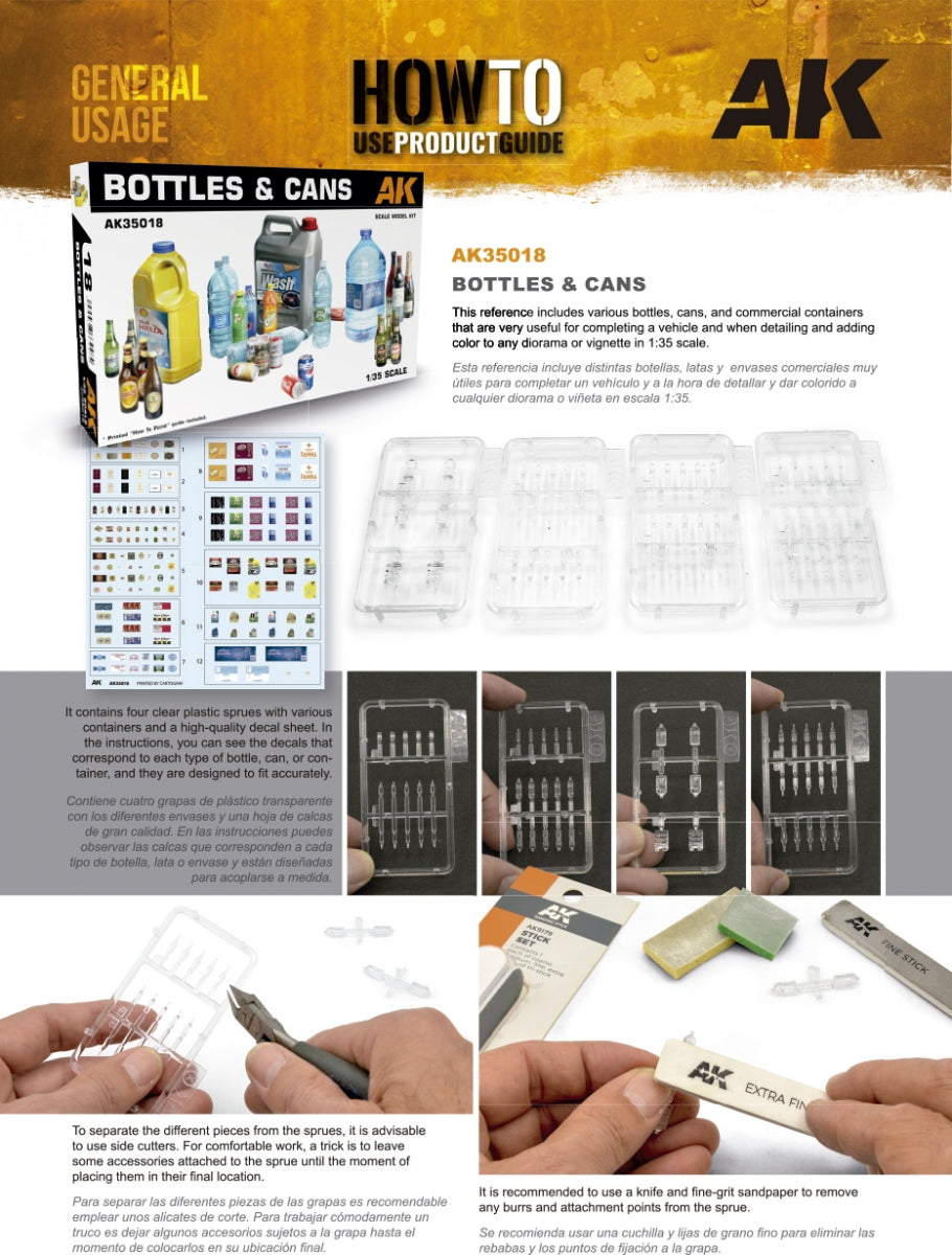 AK Interactive AK35018 BOTTLES &amp;amp; CANS 1/35 – imagen 7