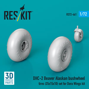 RESKIT RS72-0461 DHC-2 Beaver Alaskan bushwheel tires (35x15x10) set for Dora Wings kit (3D Printed) 1/72