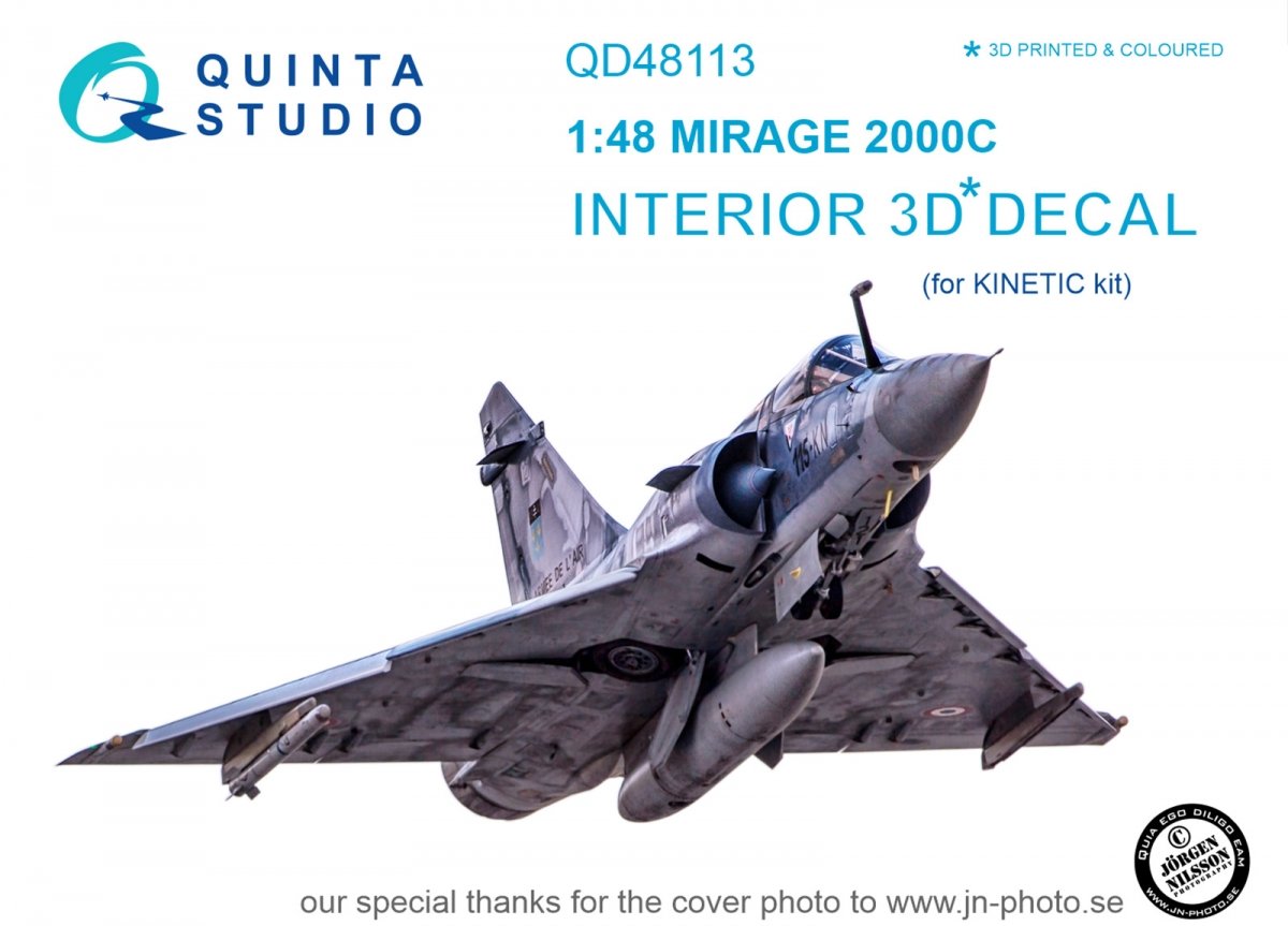 Quinta Studio QD48113 Mirage 2000C 3D-Printed &amp;amp; coloured Interior on decal paper (for Kinetic kit) 1/48