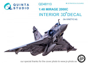 Quinta Studio QD48113 Mirage 2000C 3D-Printed &amp;amp; coloured Interior on decal paper (for Kinetic kit) 1/48