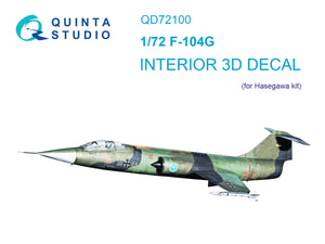 Quinta Studio QD72100 F-104G 3D-Printed &amp;amp; coloured Interior on decal paper (Hasegawa) 1/72