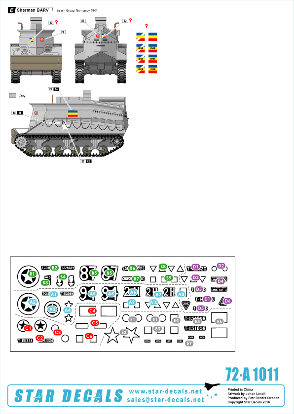 Star Decals 72-A1011 British Special Shermans BARV, Crab, Crocodile 1/72 – Bild 2