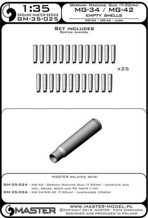 Master GM-35-025 MG-34/MG-42 (7.92mm) - łuski (25sztuk) 1/35 – immagine 3