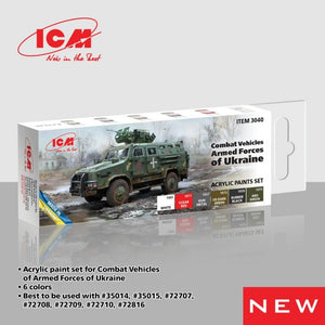 ICM 3040 Acrylic paints set for Combat Vehicles Armed Forces of Ukraine 12 ml x 6