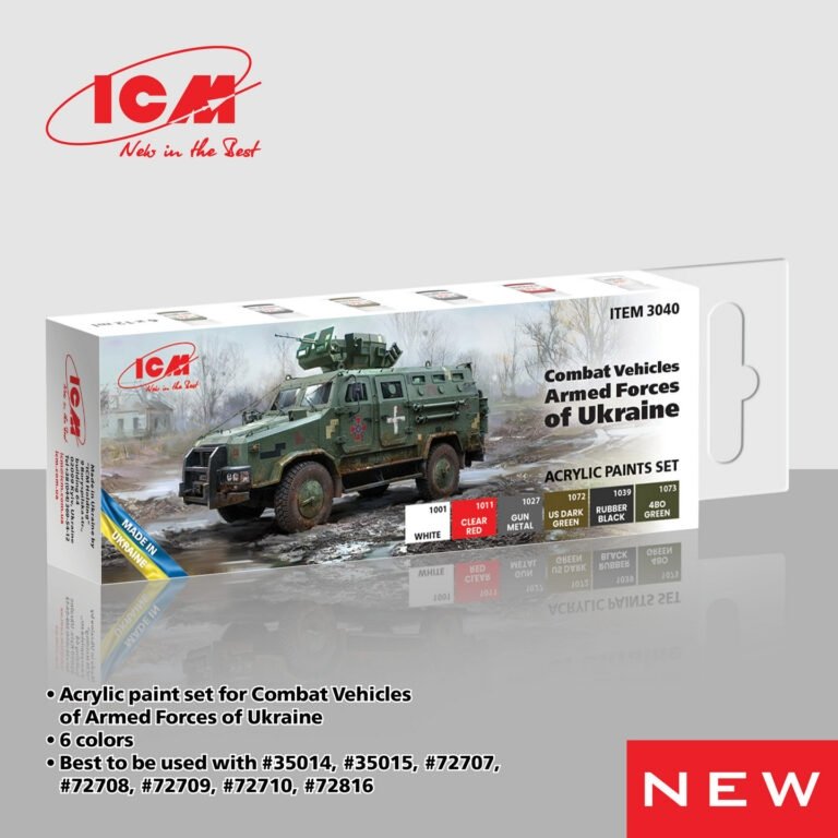 ICM 3040 Acrylic paints set for Combat Vehicles Armed Forces of Ukraine 12 ml x 6