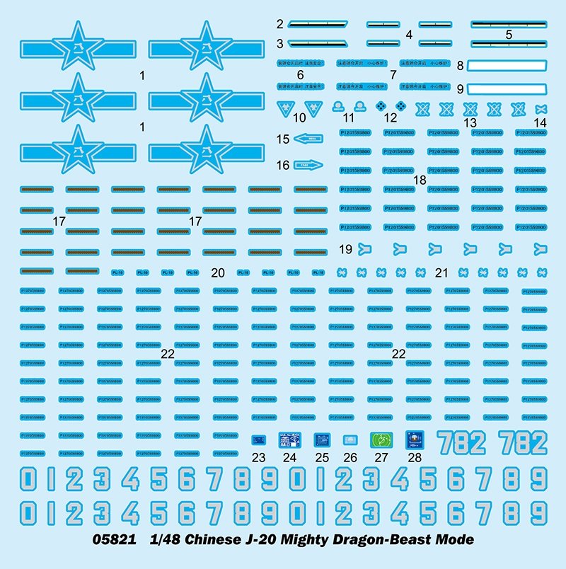 Trumpeter 05821 Chinese J-20 Mighty Dragon-Beast Mode 1/48 – immagine 3