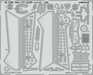 Eduard 491599 MiG-17 F (GDR - Lim 5) PE Parts for KINETIC 1/48